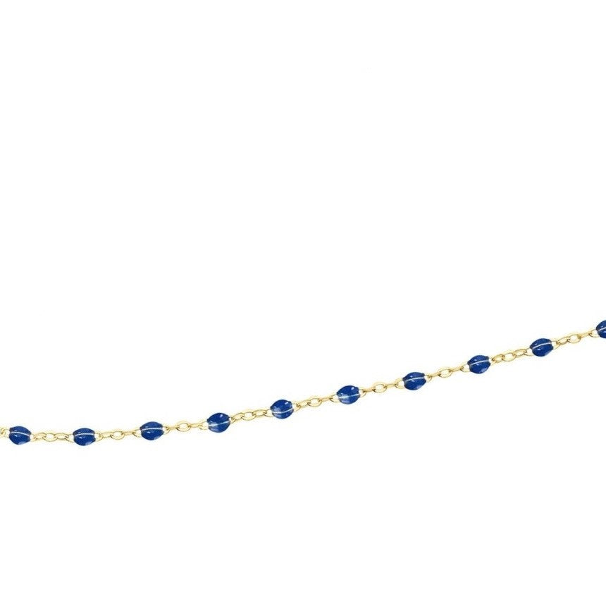 Chaîne de Cheville " Perles Résine Bleue " Acier inoxydable 316L + bain d'or