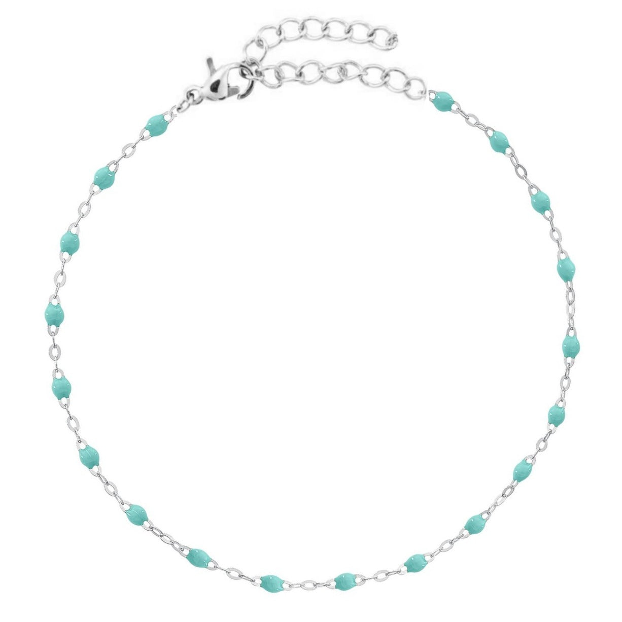 Chaîne de Cheville " Perles Résine Vert " Acier inoxydable 316L
