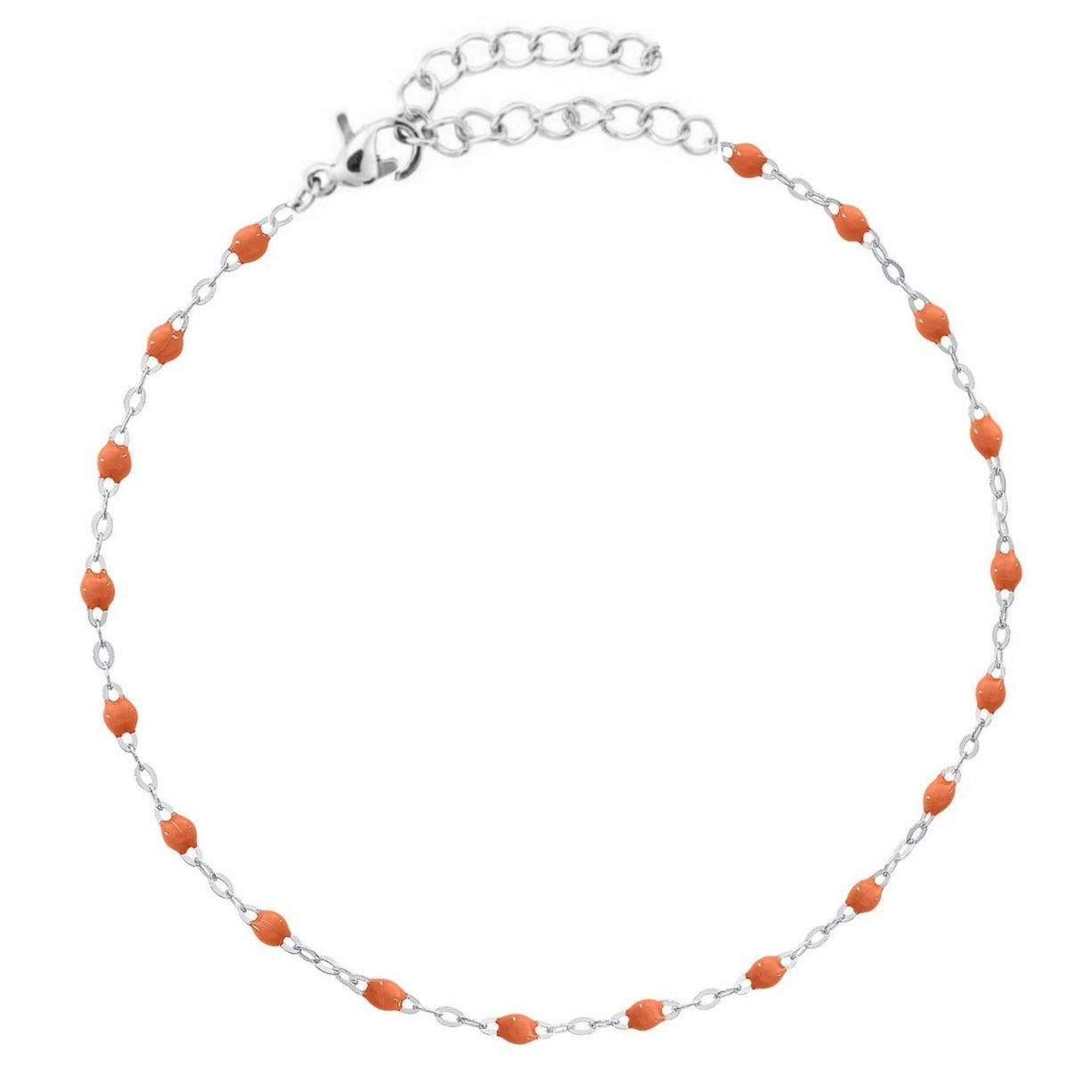 Chaîne de Cheville " Perles Résine Corail " Acier inoxydable 316L