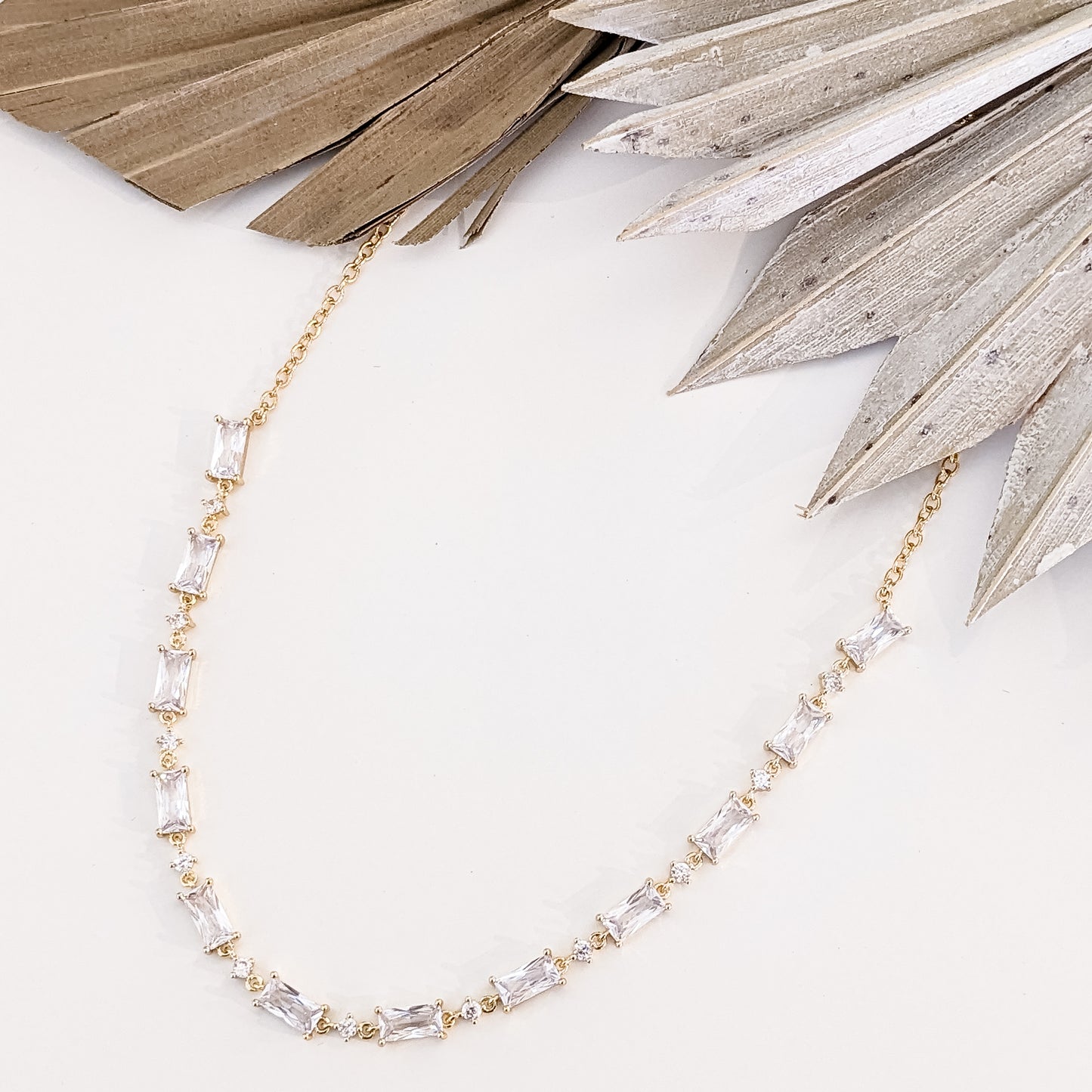Collier " Zircons Géométrique " Plaqué Or
