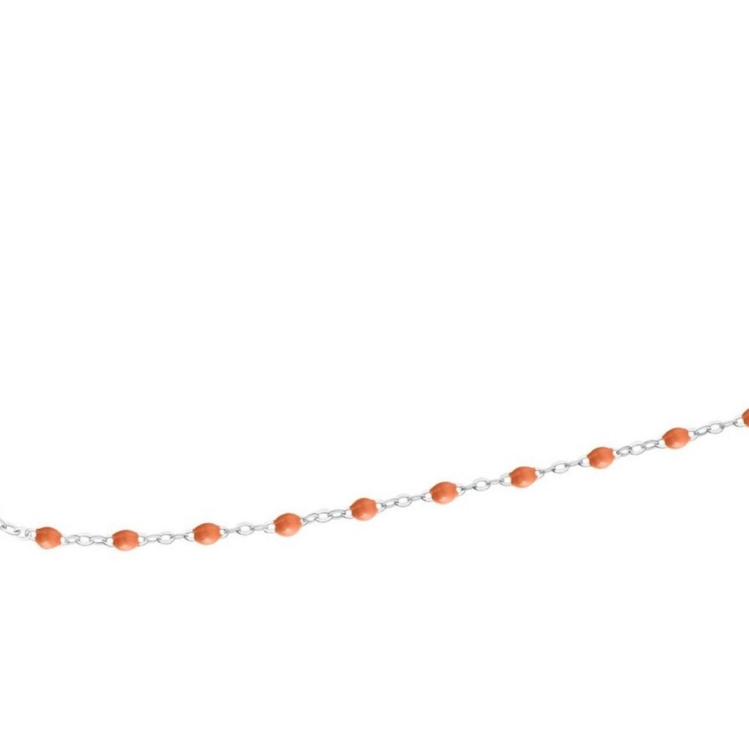 Chaîne de Cheville " Perles Résine Corail " Acier inoxydable 316L