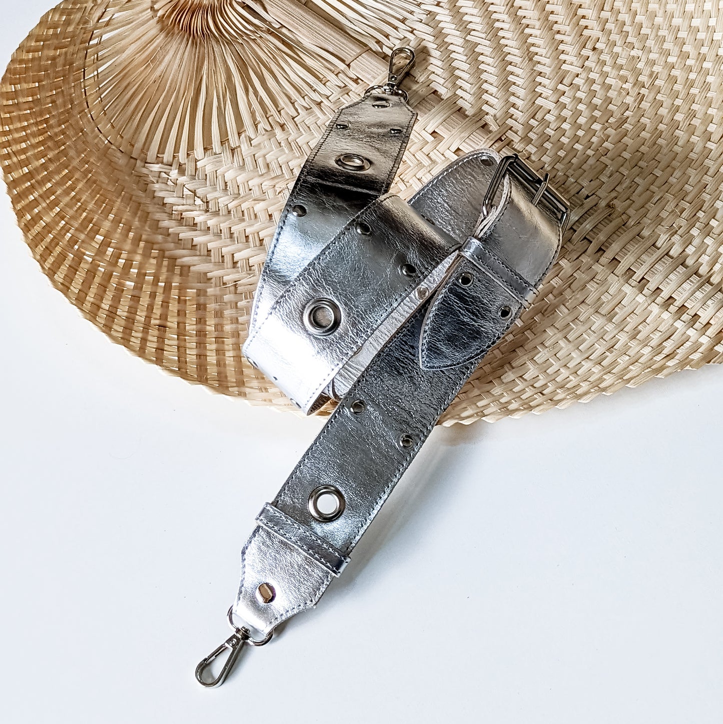 Bandoulière Maluan " Large Cuir Argent Rivets "