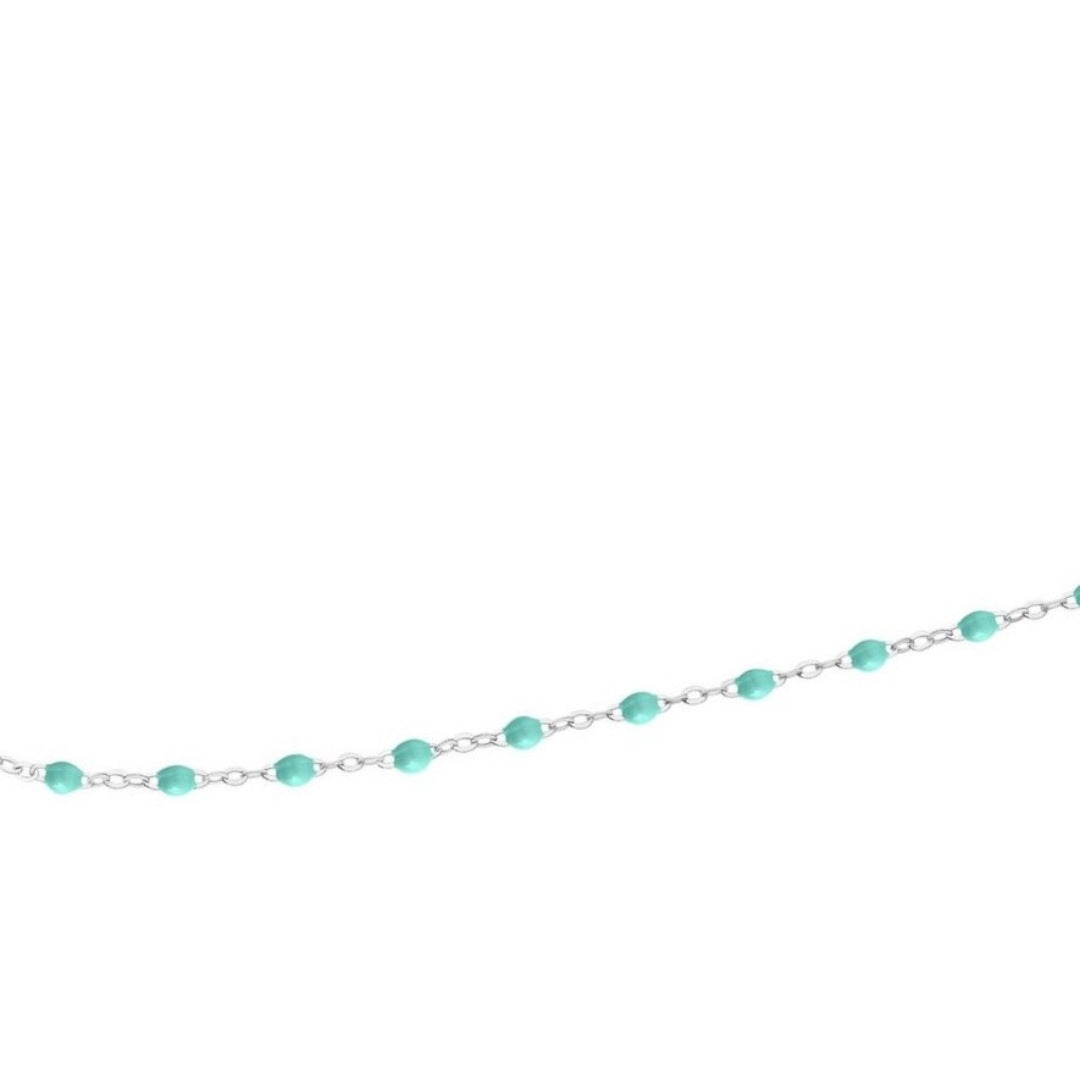 Chaîne de Cheville " Perles Résine Vert " Acier inoxydable 316L