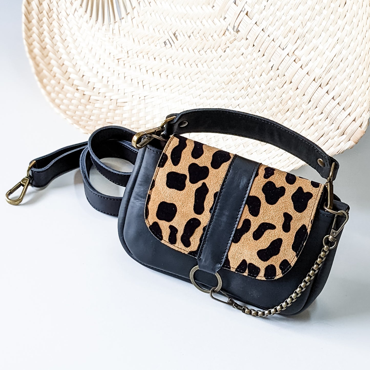 Sac Maluan " Small Cuir Léo Noir "
