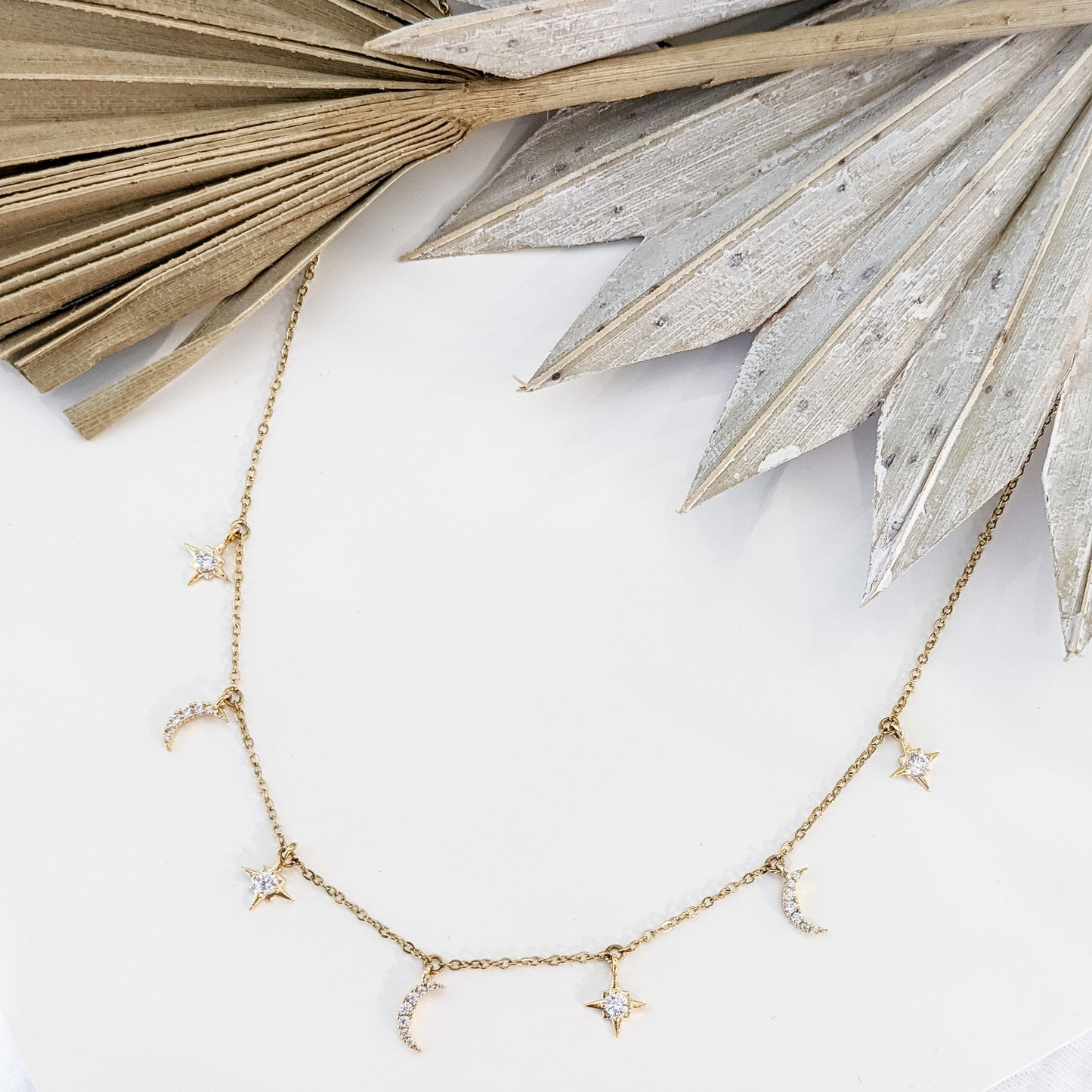 Collier " Zircon- Stellation " Acier inoxydable 316L + bain d'or