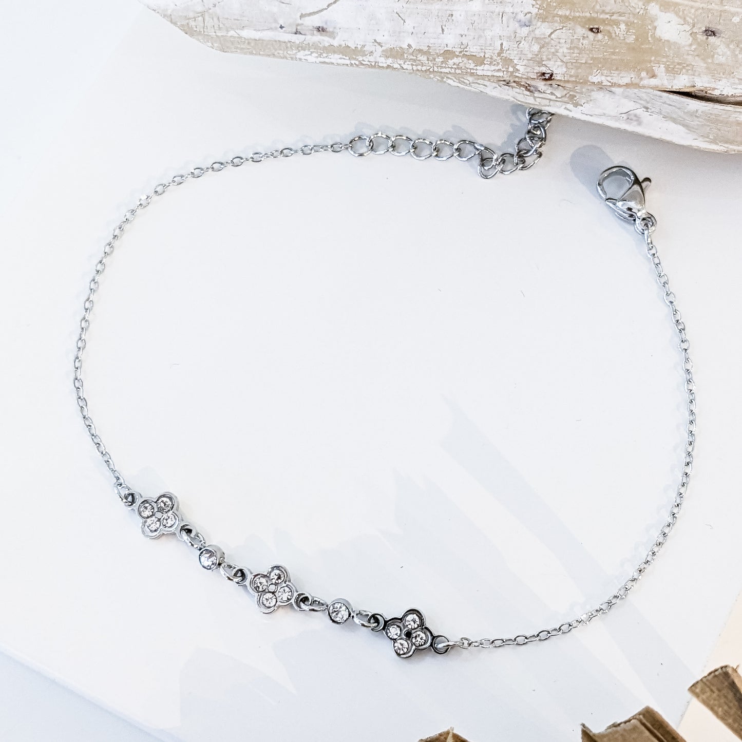 Bracelet " Triple trèfles & Zircons " Acier inoxydable 316L