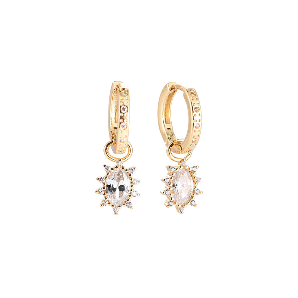 Boucles d'oreilles " Mini-créoles Soleil zircons " Plaqué Or