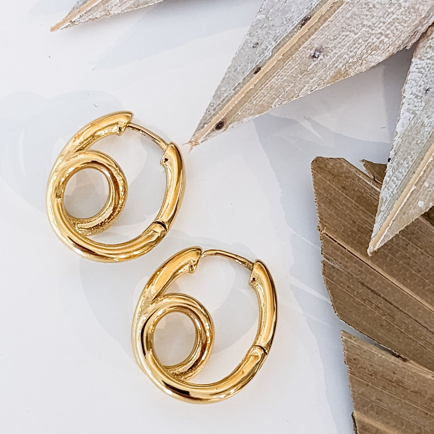 Boucles d'oreilles " Noeud " Acier inoxydable + bain d'or