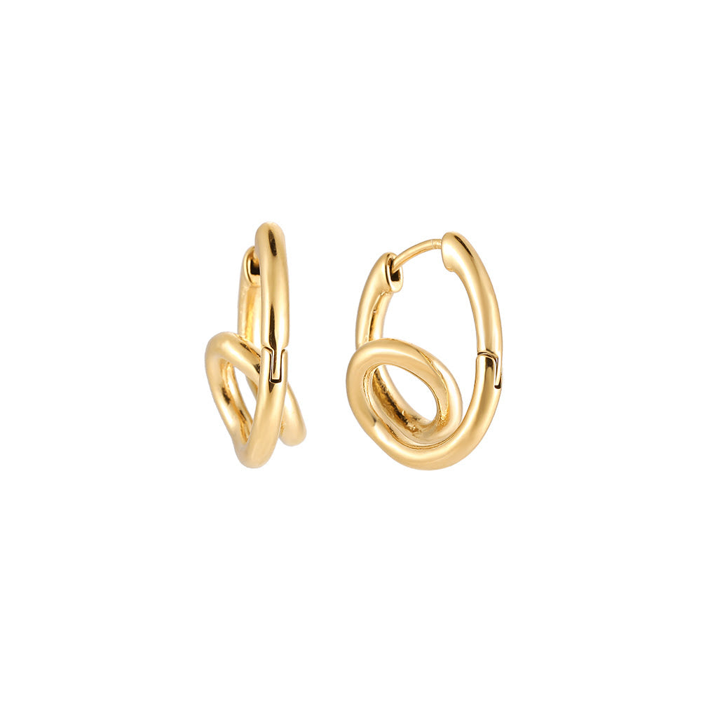 Boucles d'oreilles " Noeud " Acier inoxydable + bain d'or