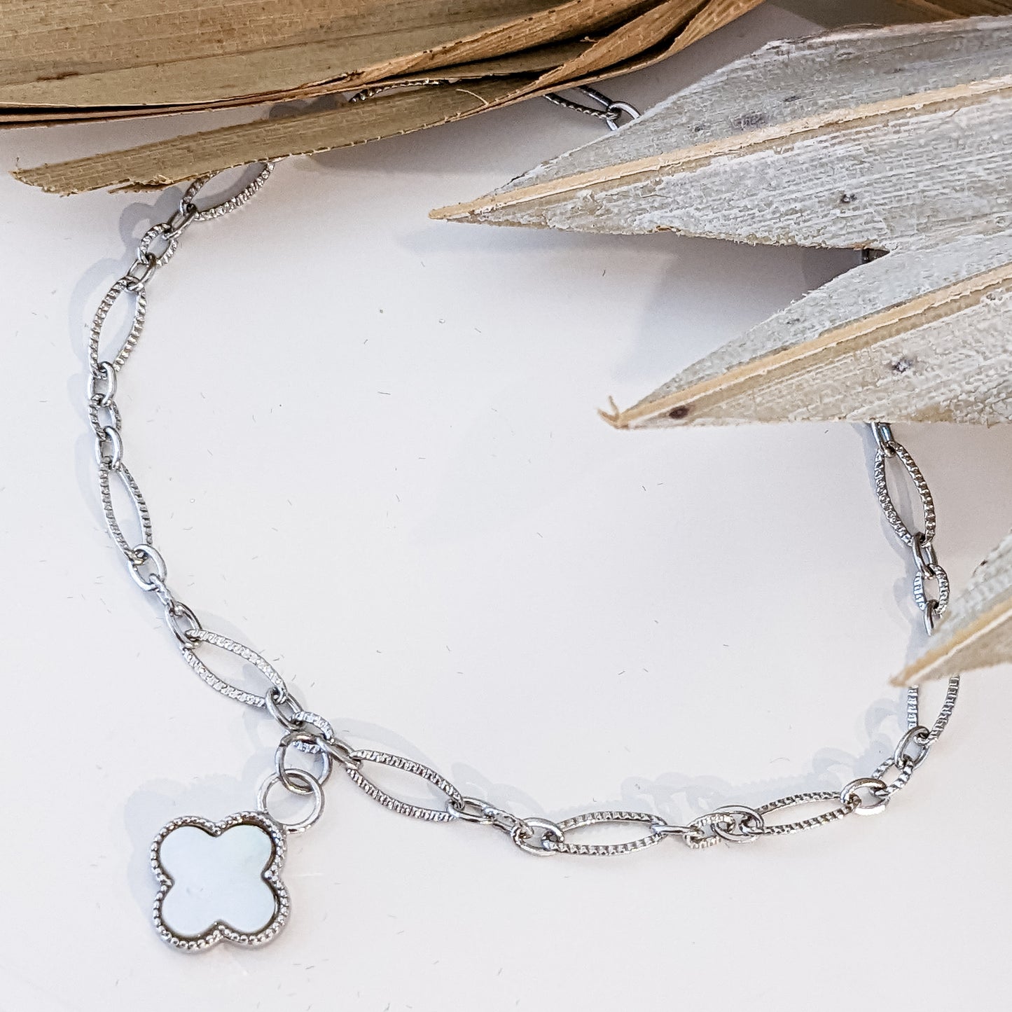 Bracelet " Trèfle Nacré " Acier inoxydable 316L
