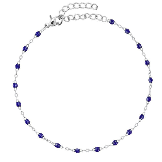 Bracelet " Perles Résine Bleue " Acier inoxydable 316L